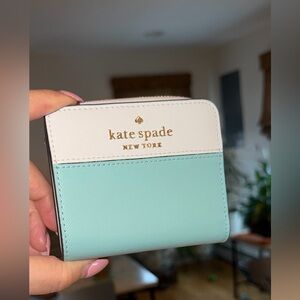 kate spade Mint and White Compact Bifold Wallet